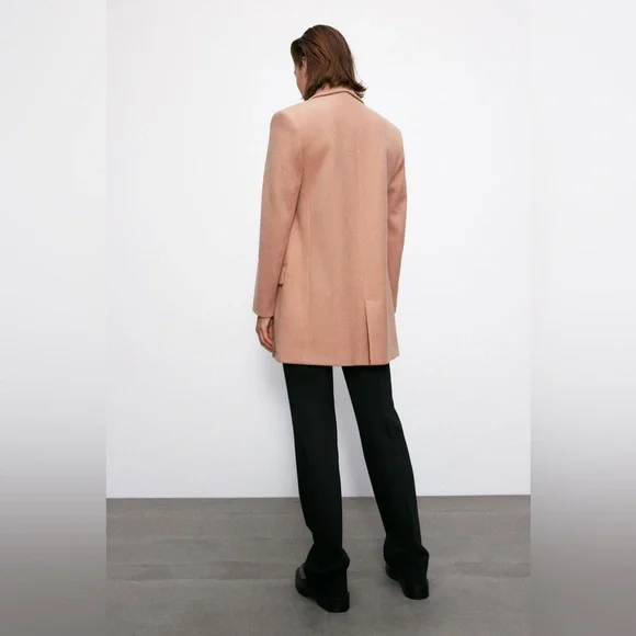 💫HP‼️💫 NWT ZARA Double-Breasted Coat in Pink, Size Medium - Picture 4 of 8